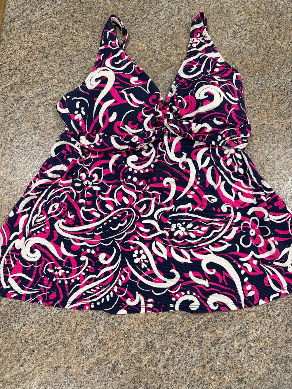 NWT Beach House Willow Twist Navy, Pink & White Tankini Top - size 16